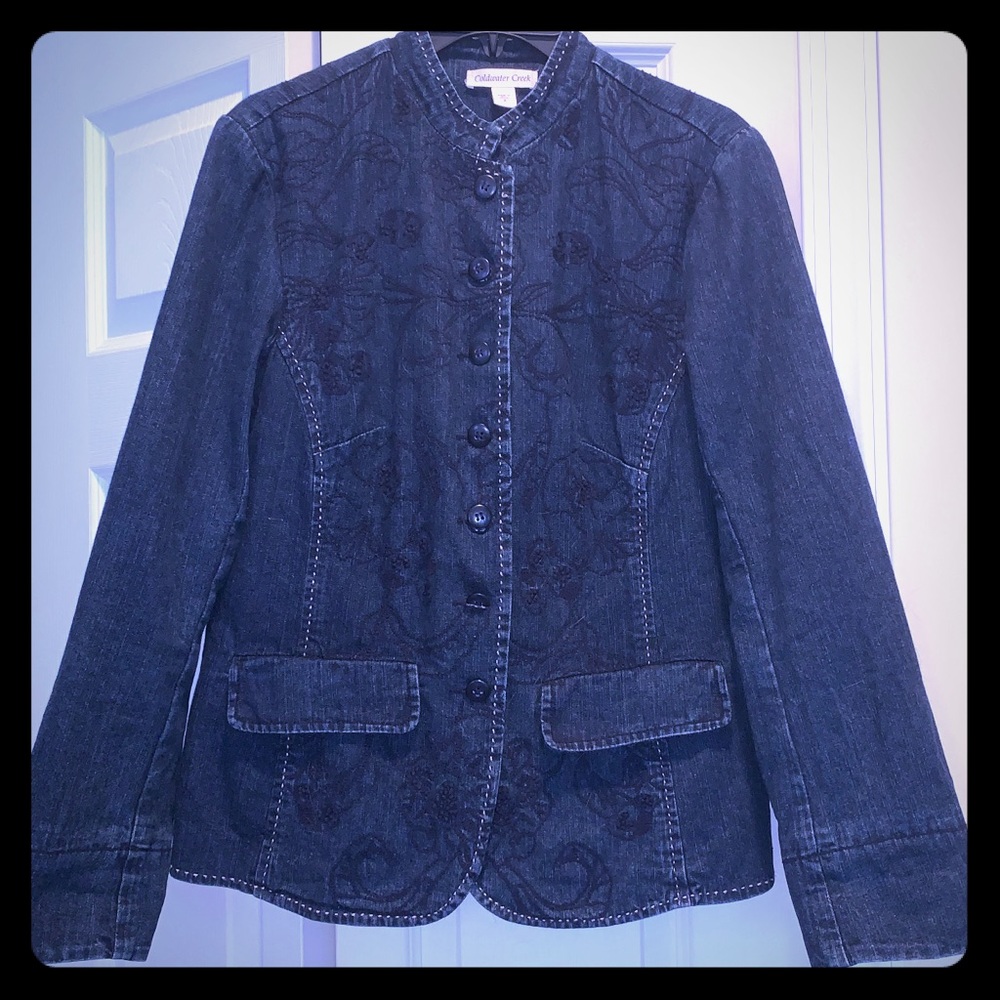 Coldwater Creek Embroidered Jean jacket size 8